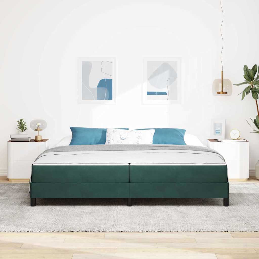 Box Spring Bed with Mattress Dark Green 200 x 210 cm Velvet