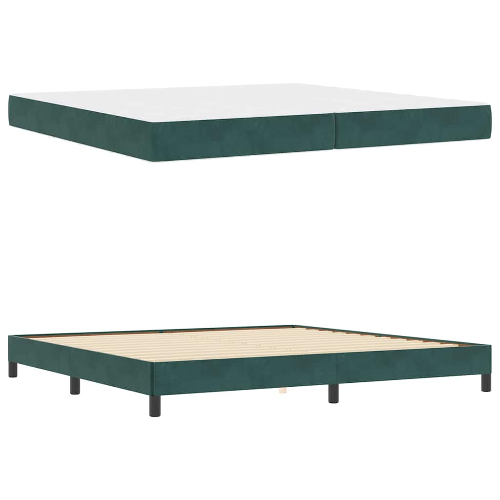 Box Spring Bed with Mattress Dark Green 200 x 210 cm Velvet