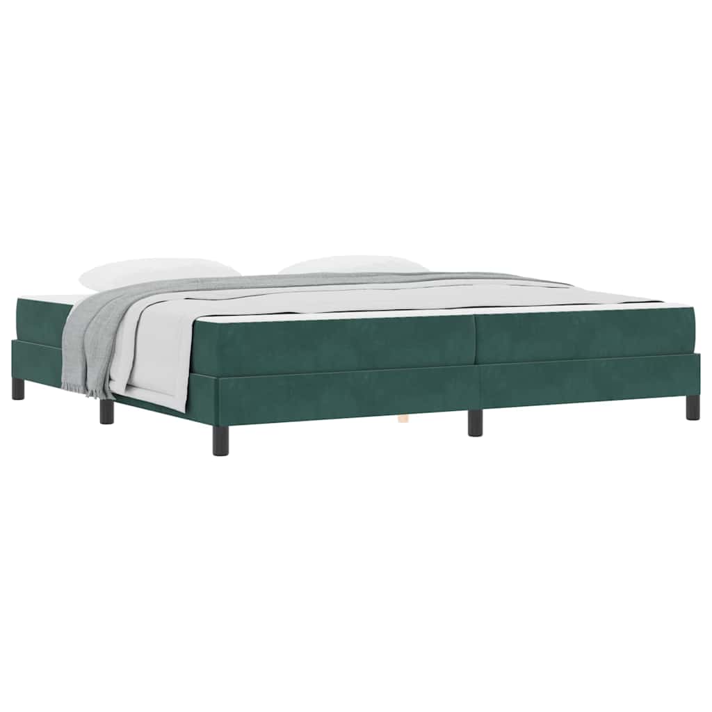 Box Spring Bed with Mattress Dark Green 200 x 210 cm Velvet