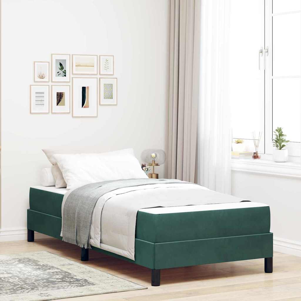 Box Spring Bed with Mattress Dark Green 80 x 220 cm Velvet