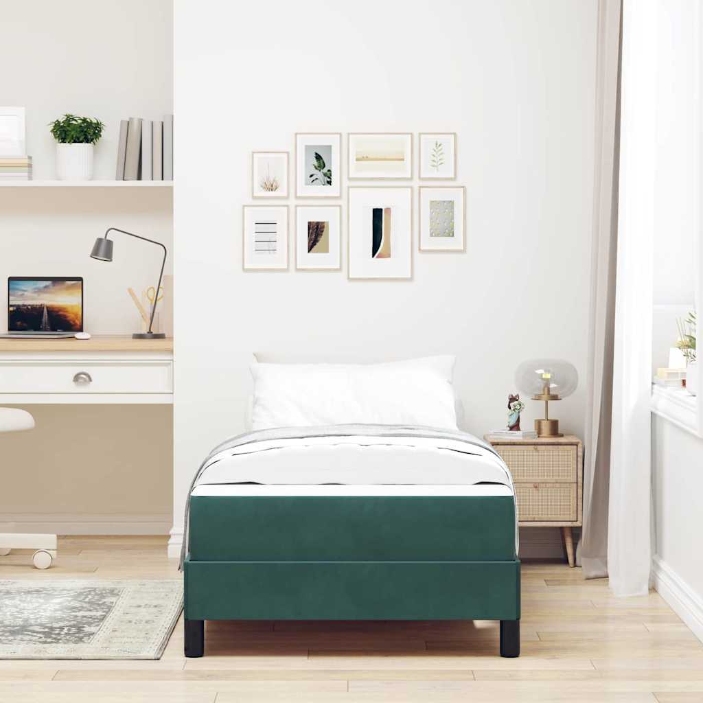 Box Spring Bed with Mattress Dark Green 80 x 220 cm Velvet