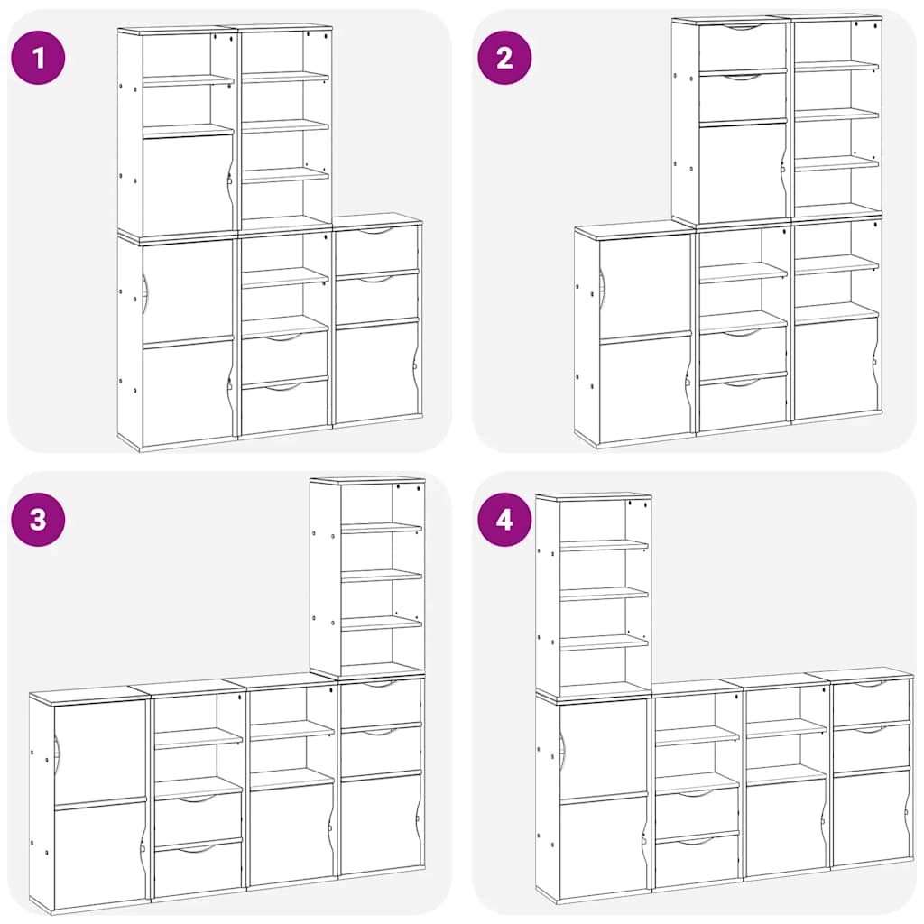 Side Cabinets 5 pcs "ODDA" 40x24x79 cm Solid Wood Pine