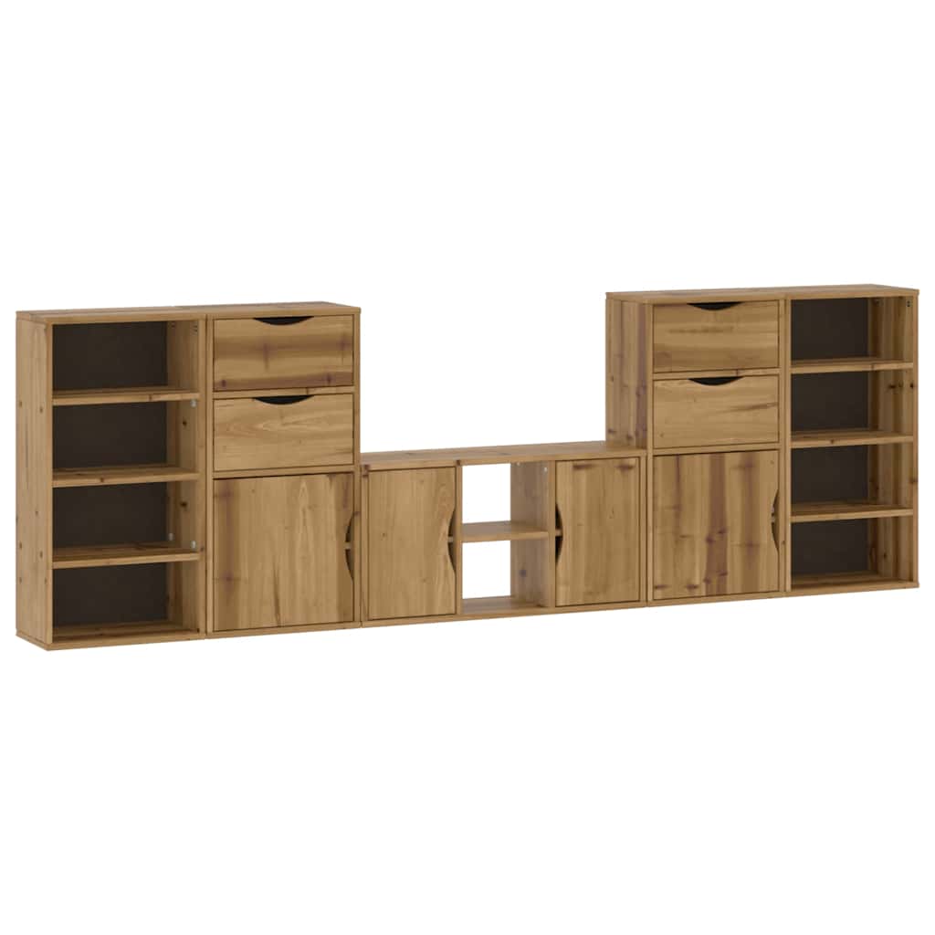 5 Piece TV Units with Storage ODDA Solid Wood Pine