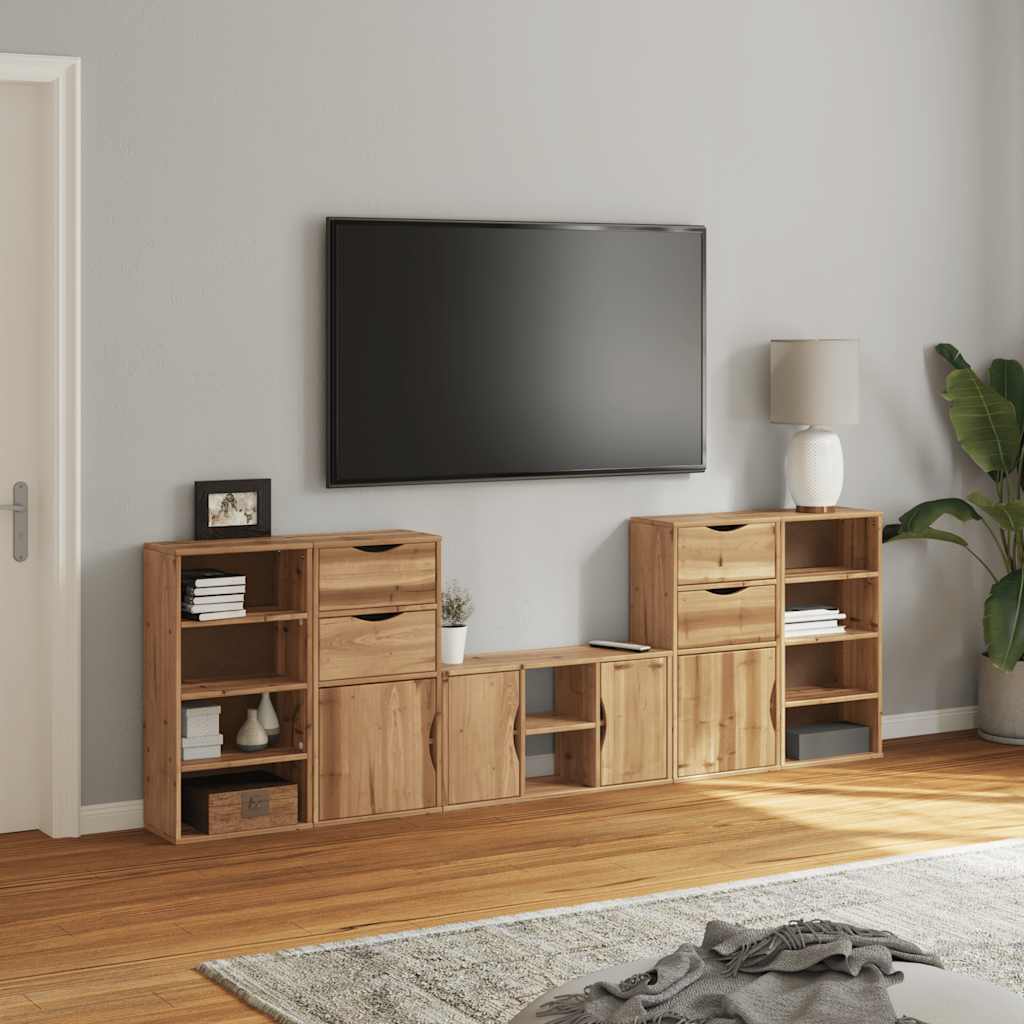 5 Piece TV Units with Storage ODDA Solid Wood Pine