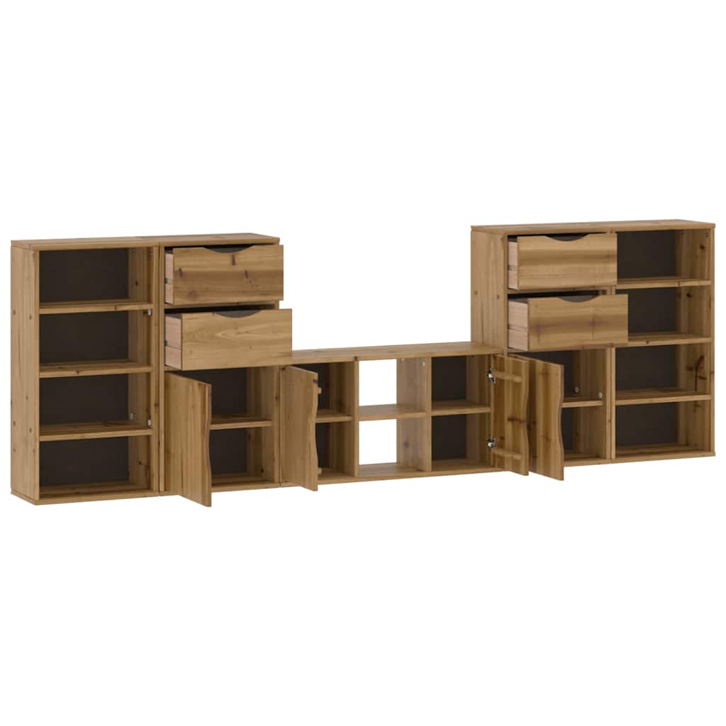 5 Piece TV Units with Storage ODDA Solid Wood Pine