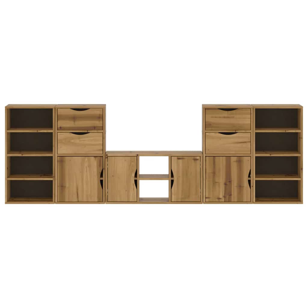 5 Piece TV Units with Storage ODDA Solid Wood Pine