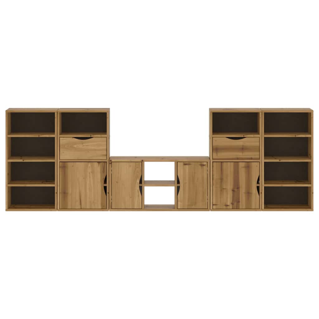 5 Piece TV Units with Storage ODDA Solid Wood Pine