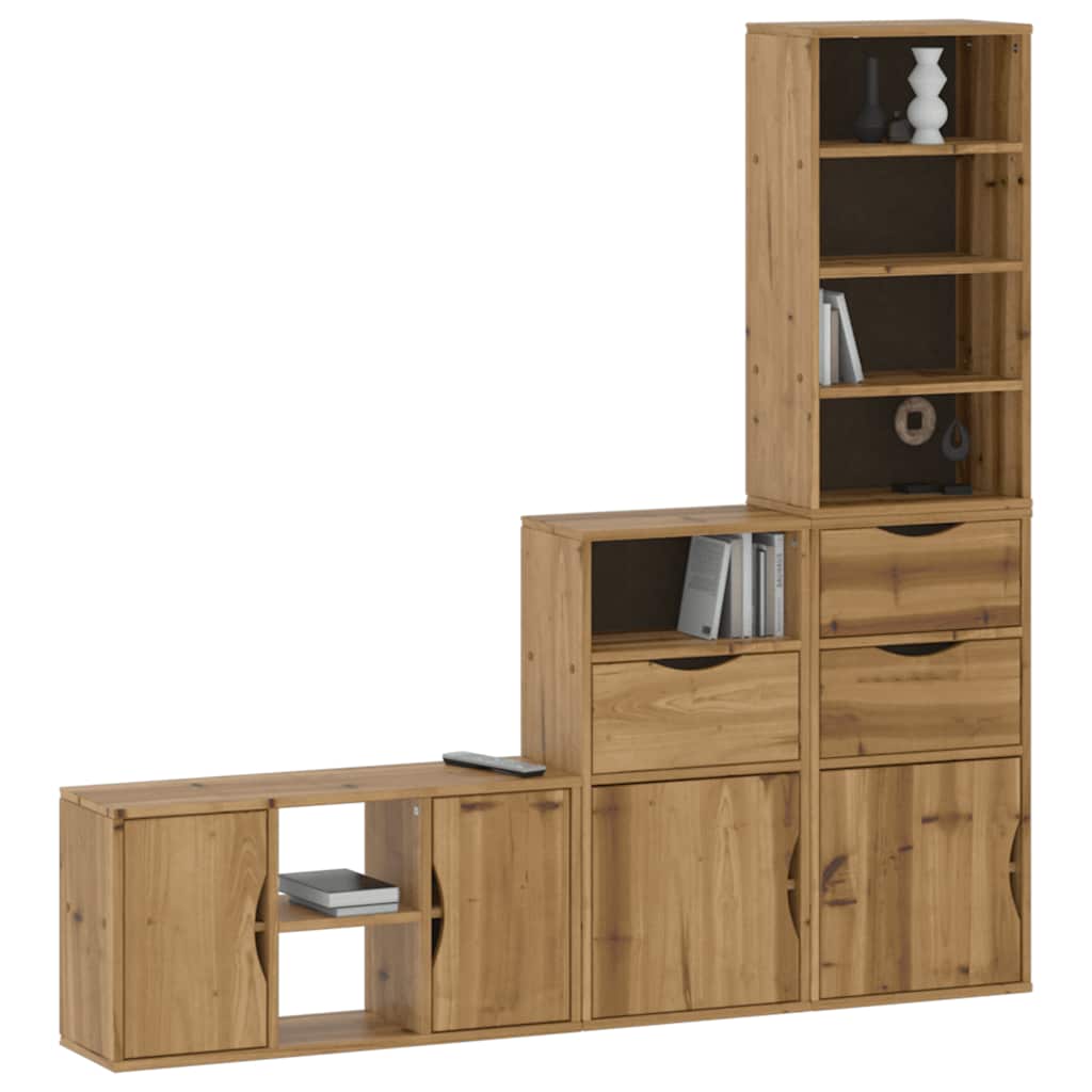 4 Piece TV Units with Storage ODDA Solid Wood Pine