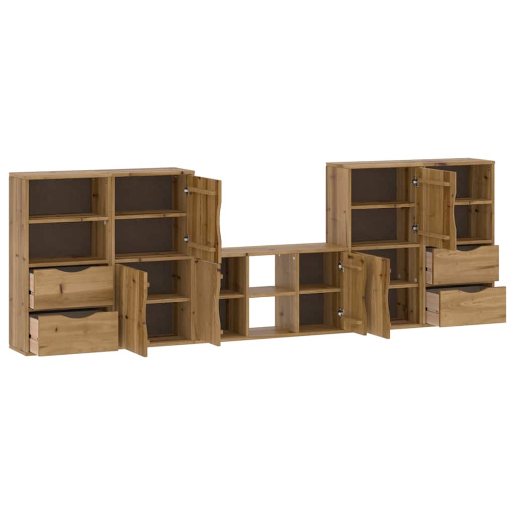 5 Piece TV Units with Storage ODDA Solid Wood Pine