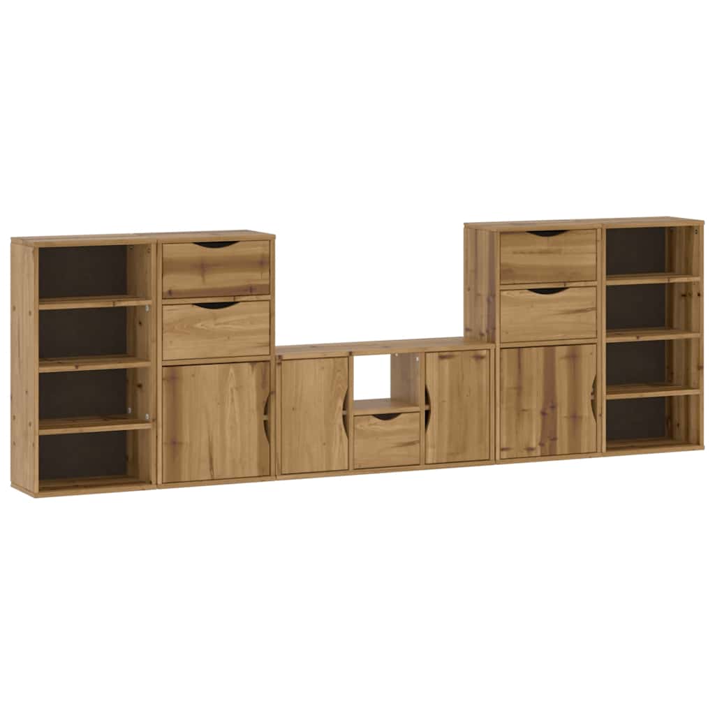 5 Piece TV Units with Storage ODDA Solid Wood Pine