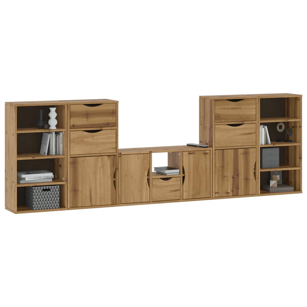 5 Piece TV Units with Storage ODDA Solid Wood Pine