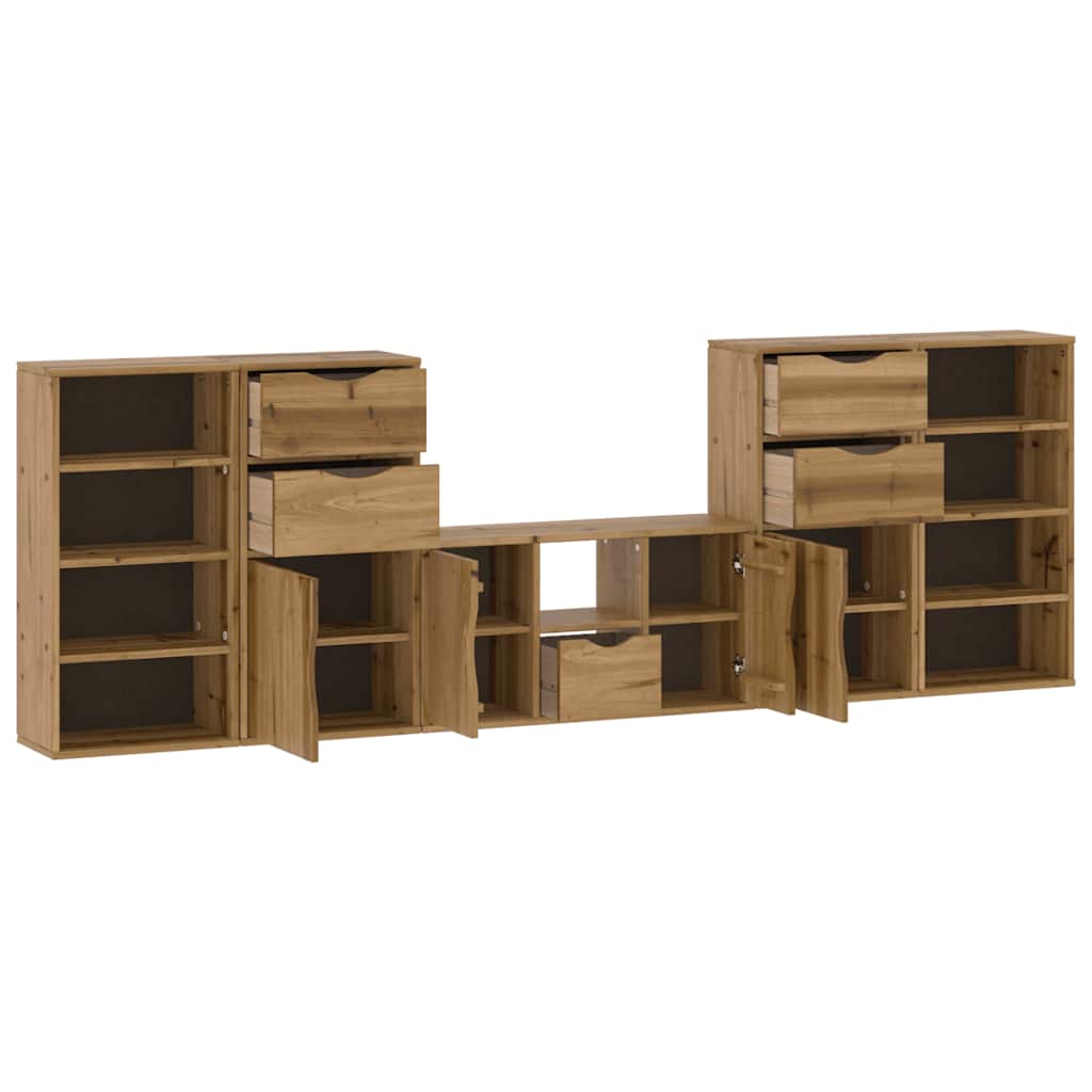5 Piece TV Units with Storage ODDA Solid Wood Pine