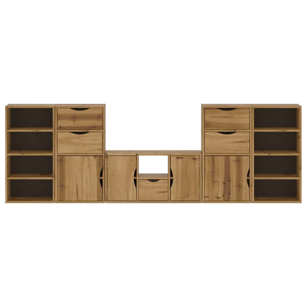 5 Piece TV Units with Storage ODDA Solid Wood Pine