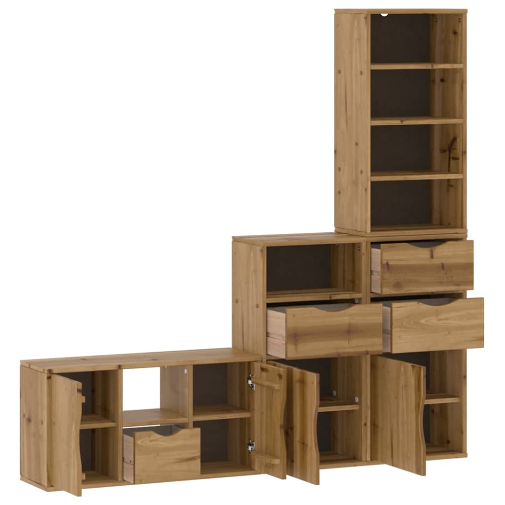 4 Piece TV Units with Storage ODDA Solid Wood Pine