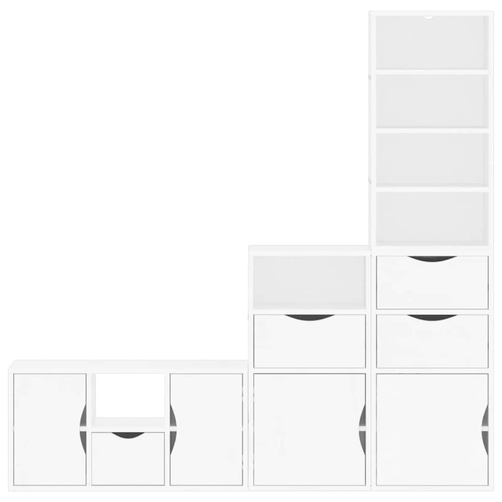 4 Piece TV Units with Storage ODDA White Solid Wood Pine