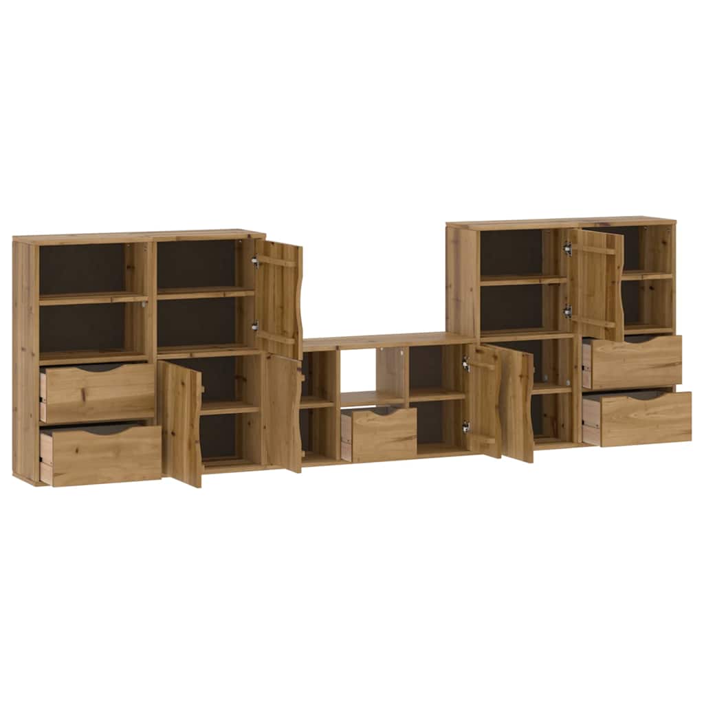 5 Piece TV Units with Storage ODDA Solid Wood Pine