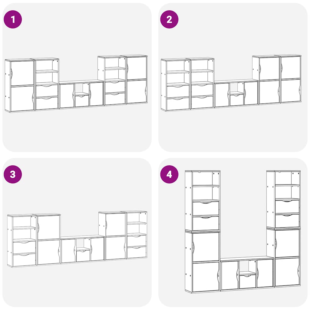 5 Piece TV Units with Storage ODDA Solid Wood Pine