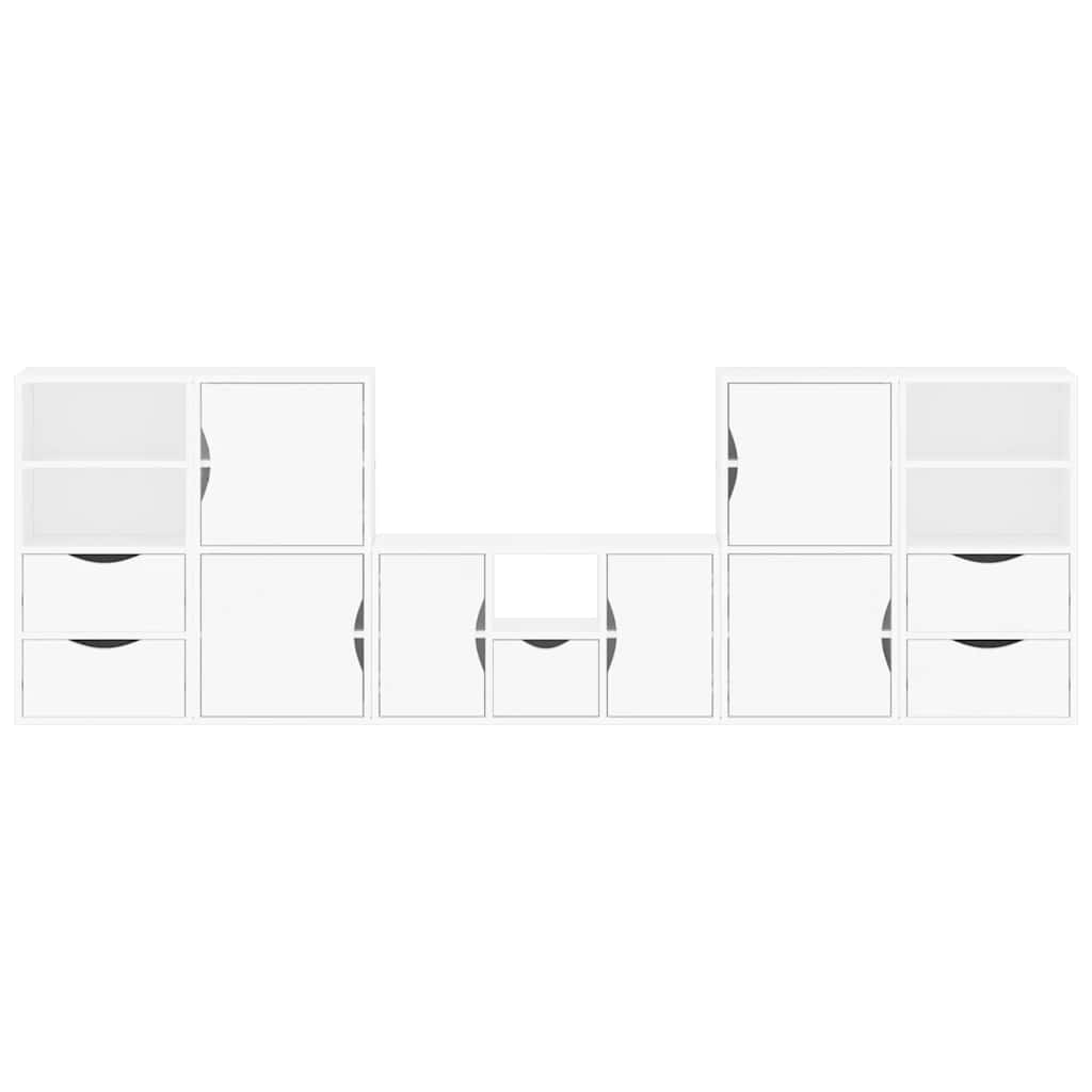 5 Piece TV Units with Storage ODDA White Solid Wood Pine