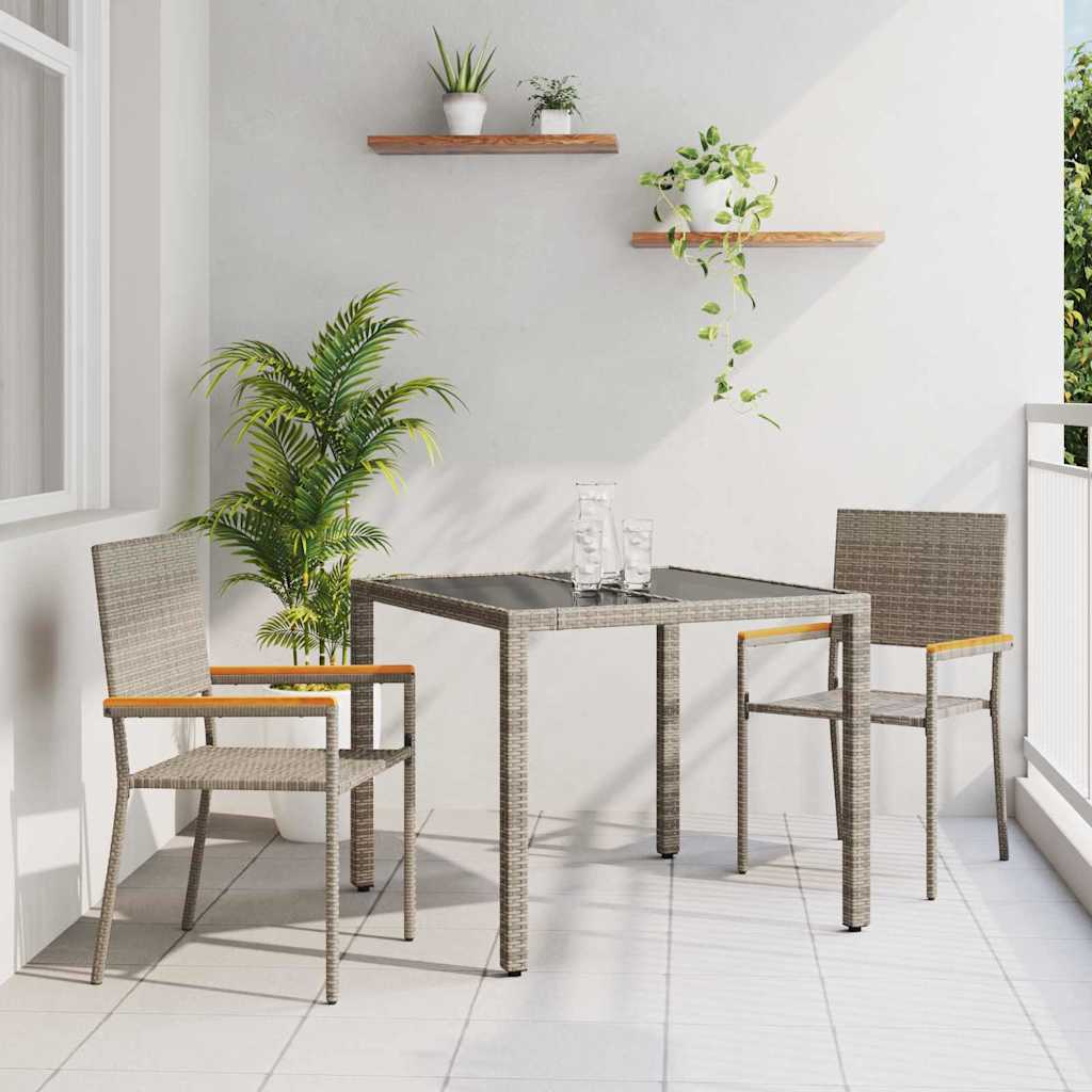 Garden Dining Set 3 pcs Grey and Brown 90 x 90 x 75 cm
