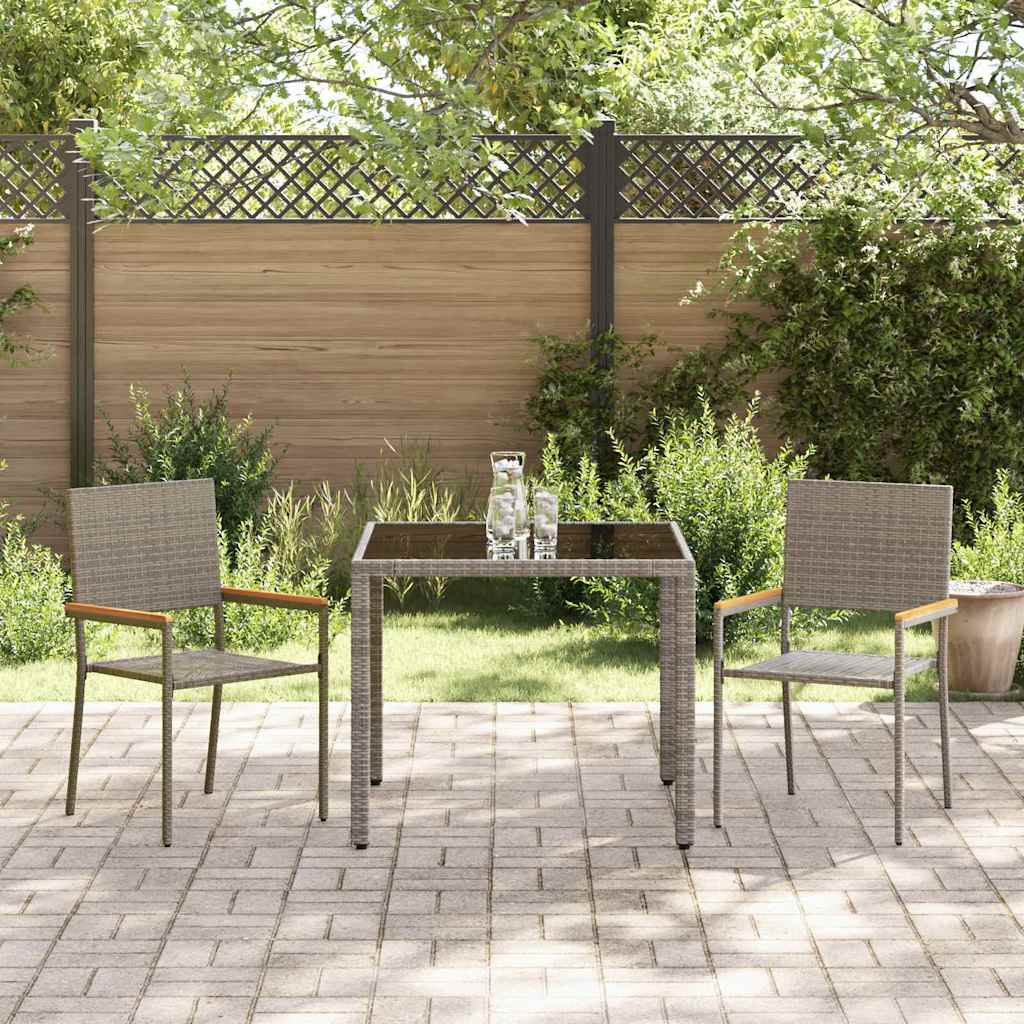 Garden Dining Set 3 pcs Grey and Brown 90 x 90 x 75 cm