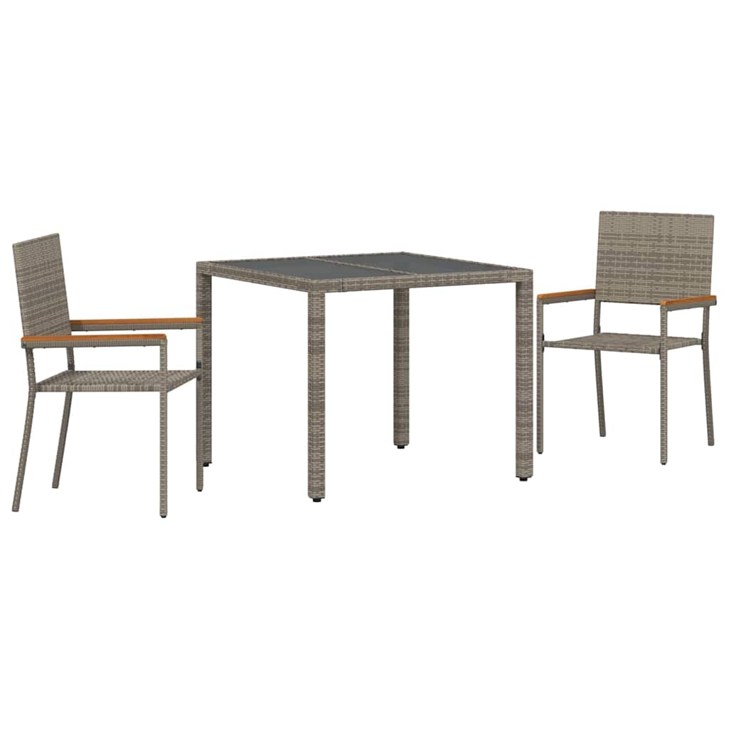 Garden Dining Set 3 pcs Grey and Brown 90 x 90 x 75 cm