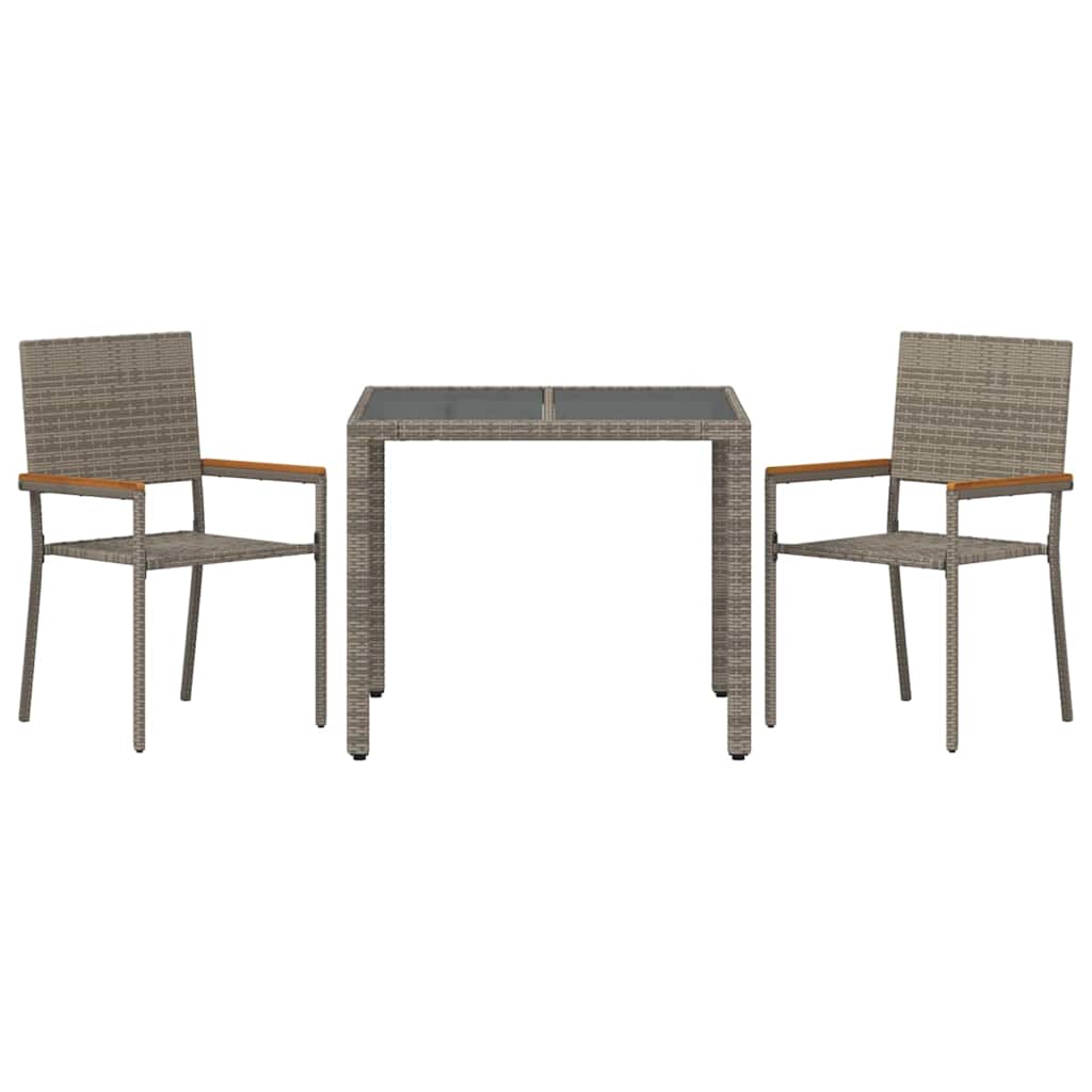 Garden Dining Set 3 pcs Grey and Brown 90 x 90 x 75 cm