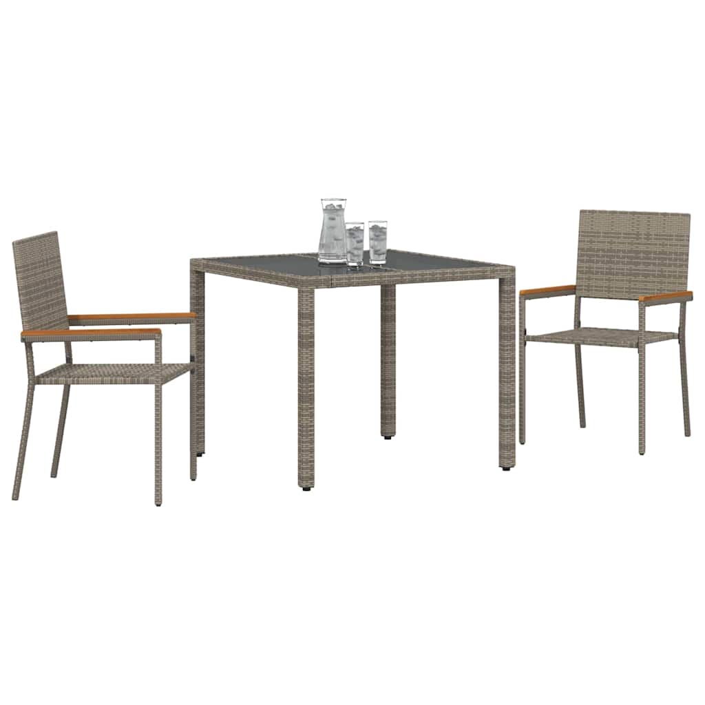 Garden Dining Set 3 pcs Grey and Brown 90 x 90 x 75 cm