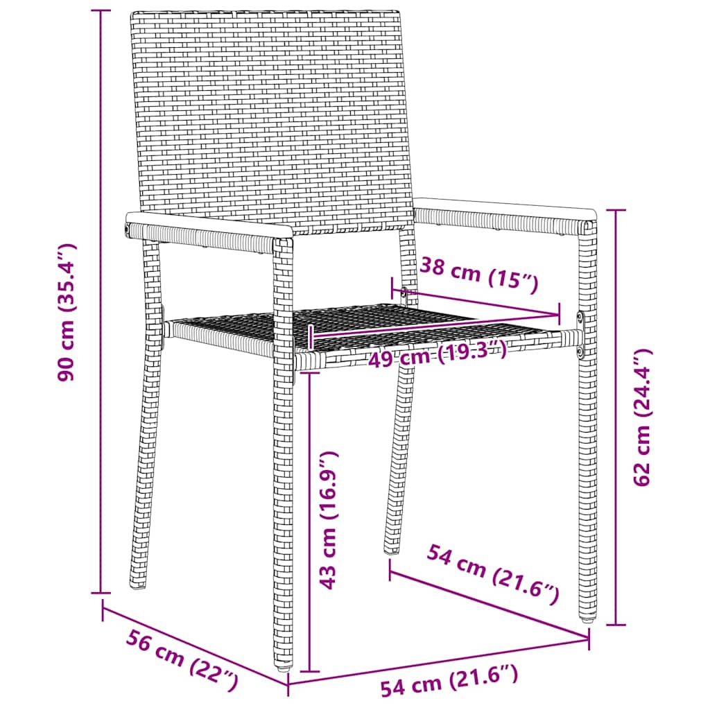 Garden Dining Set 3 pcs Grey and Brown 90 x 90 x 75 cm