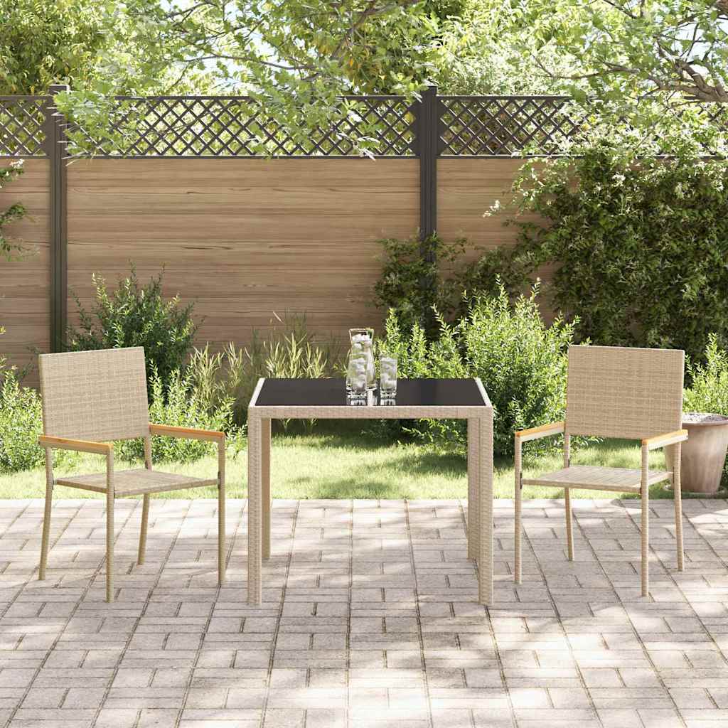 Garden Dining Set 3 pcs Beige 90 x 90 x 75 cm Poly Rattan