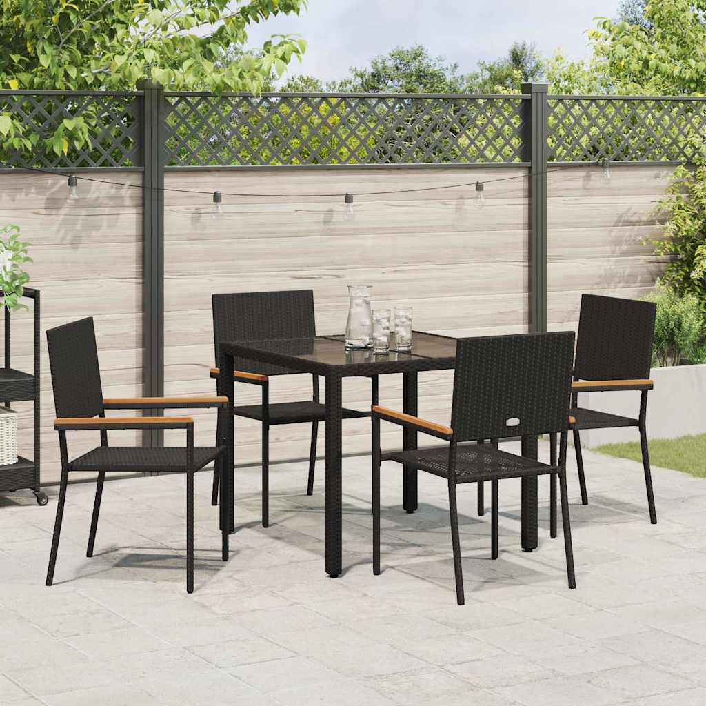 Garden Dining Set 5 pcs Black 90 x 90 x 75 cm Poly Rattan