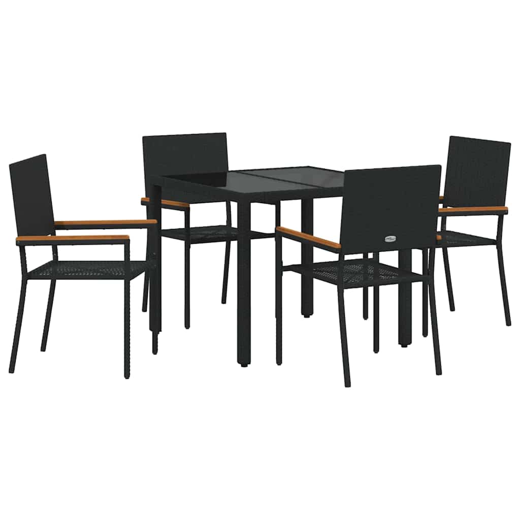 Garden Dining Set 5 pcs Black 90 x 90 x 75 cm Poly Rattan