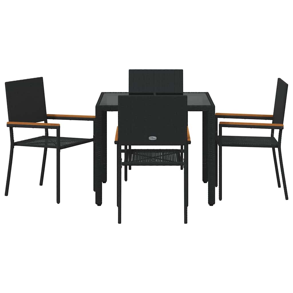 Garden Dining Set 5 pcs Black 90 x 90 x 75 cm Poly Rattan