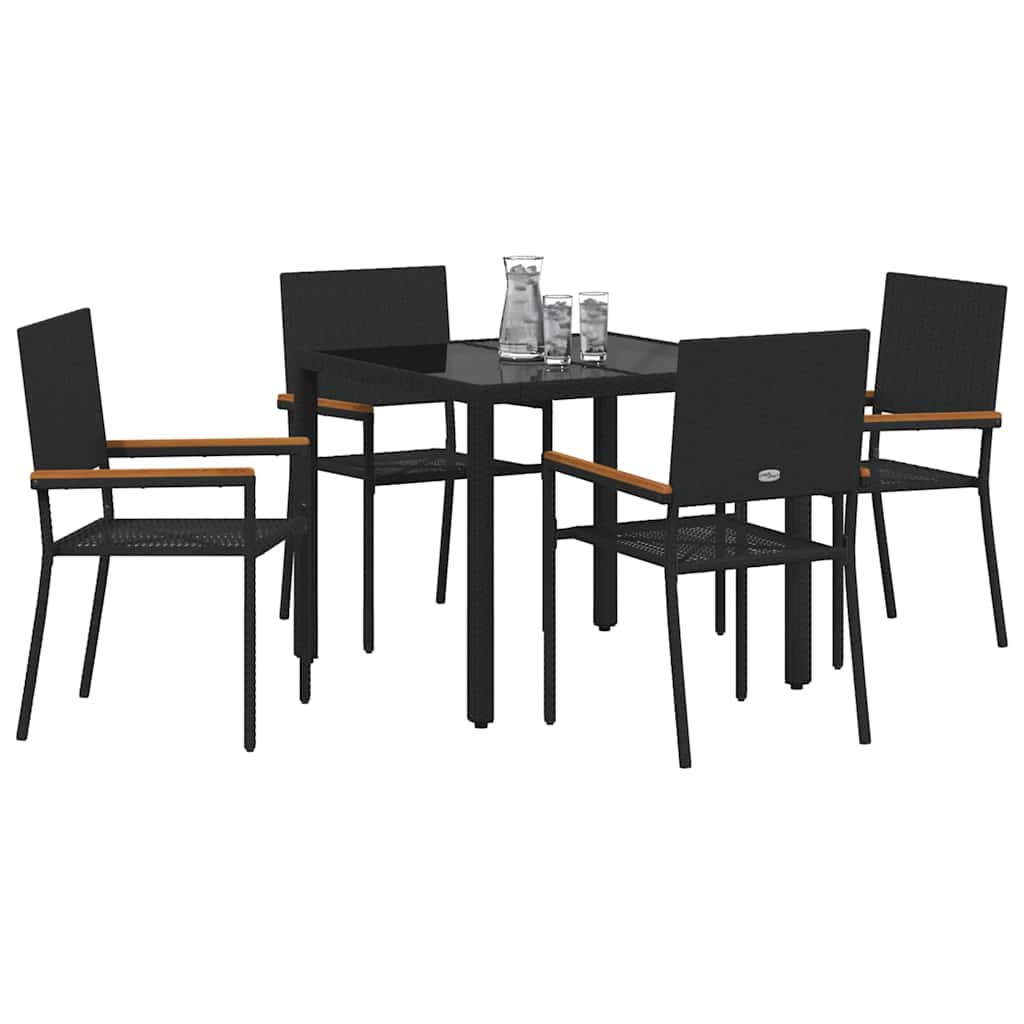 Garden Dining Set 5 pcs Black 90 x 90 x 75 cm Poly Rattan