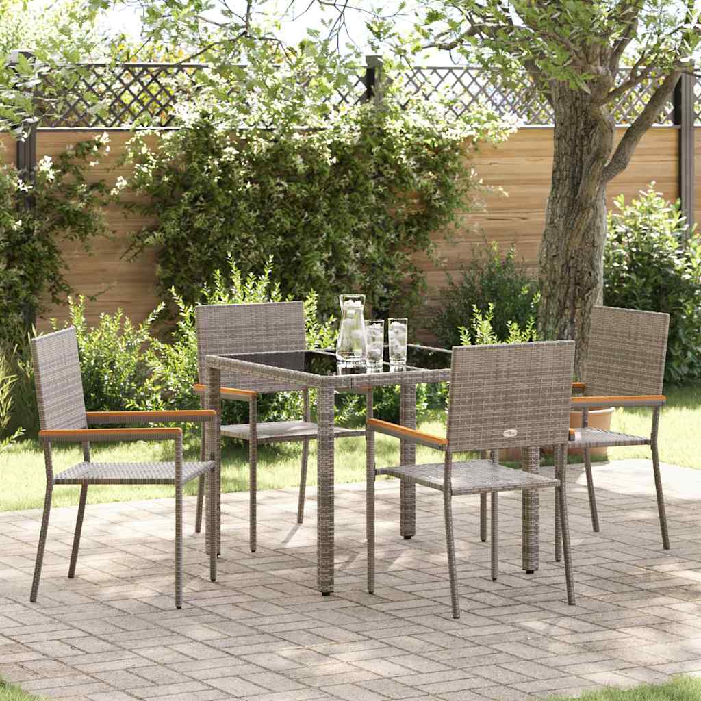 Garden Dining Set 5 pcs Grey 90 x 90 x 75 cm Poly Rattan