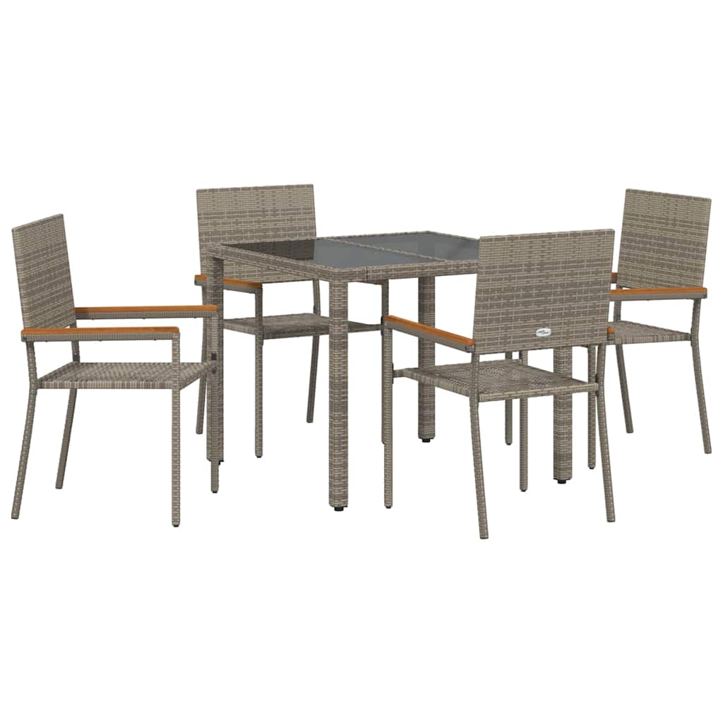 Garden Dining Set 5 pcs Grey 90 x 90 x 75 cm Poly Rattan