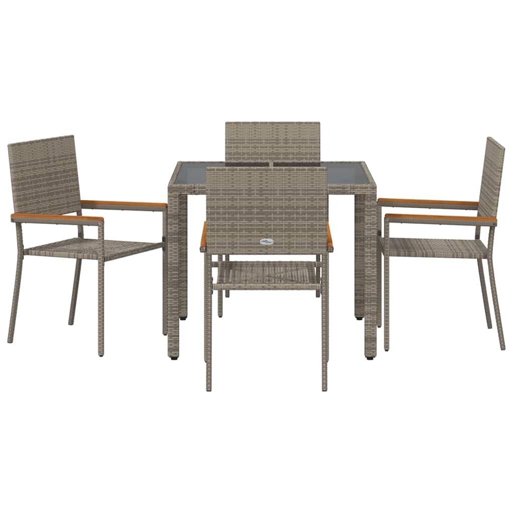 Garden Dining Set 5 pcs Grey 90 x 90 x 75 cm Poly Rattan