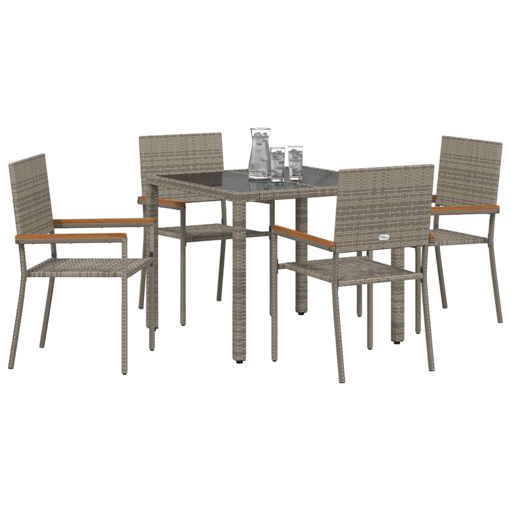 Garden Dining Set 5 pcs Grey 90 x 90 x 75 cm Poly Rattan