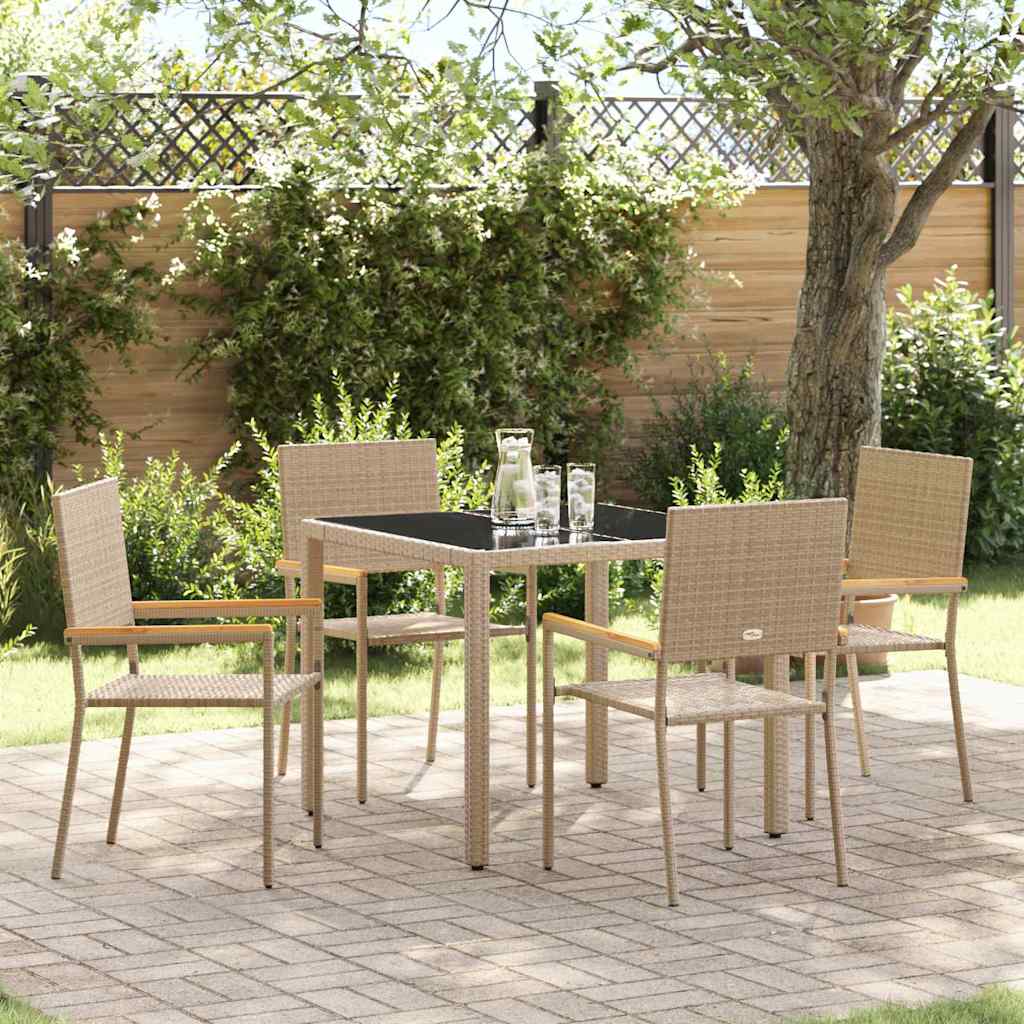 Garden Dining Set 5 pcs Beige 90 x 90 x 75 cm Poly Rattan