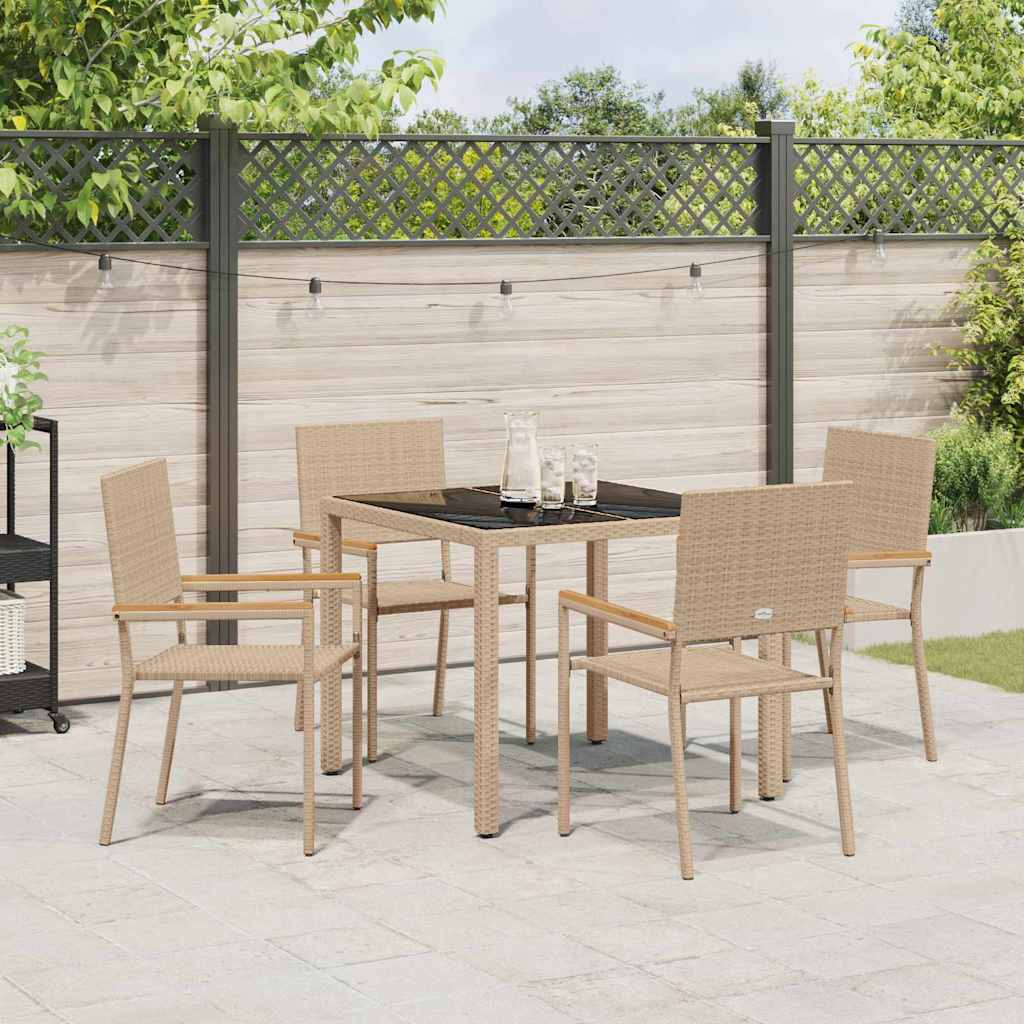 Garden Dining Set 5 pcs Beige 90 x 90 x 75 cm Poly Rattan
