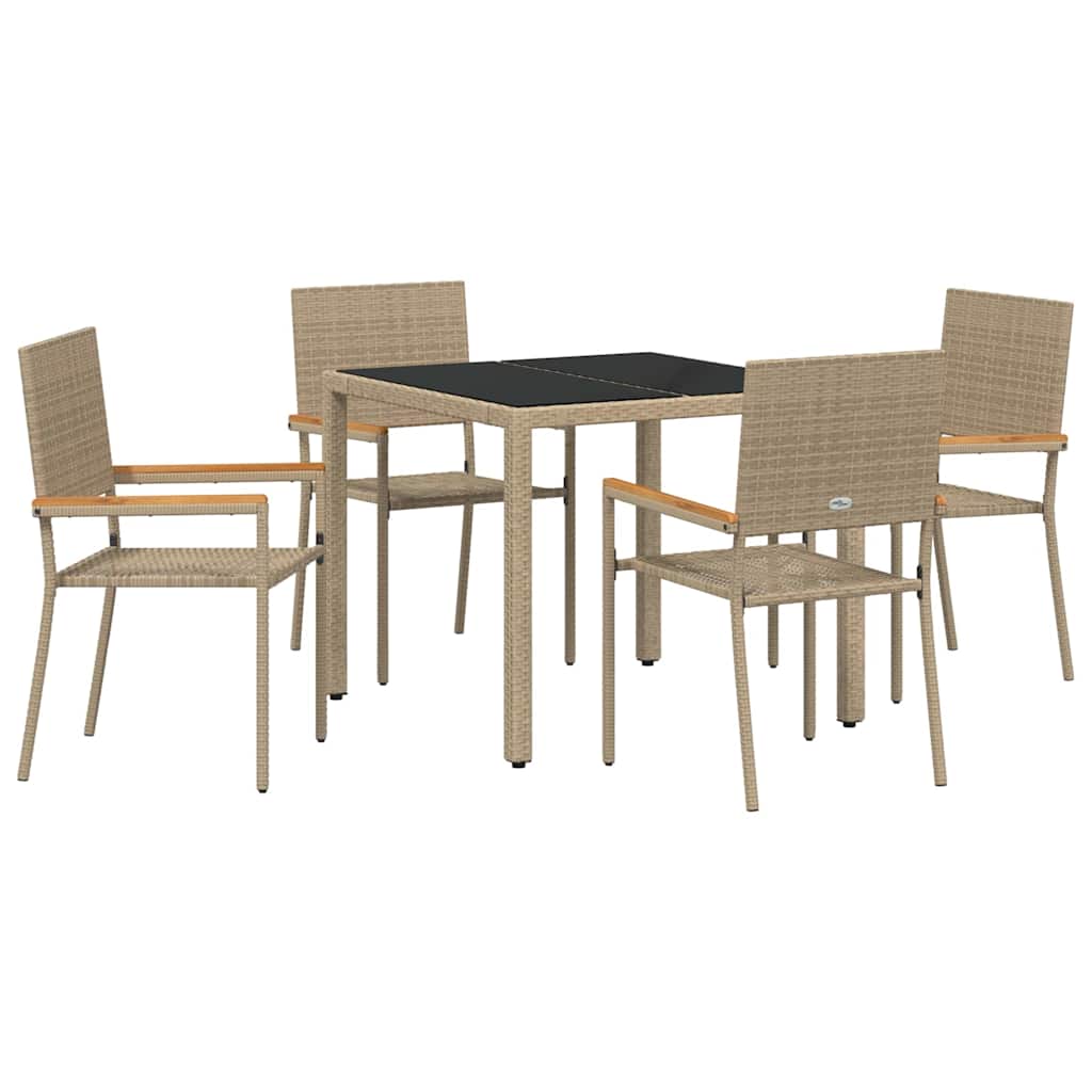 Garden Dining Set 5 pcs Beige 90 x 90 x 75 cm Poly Rattan