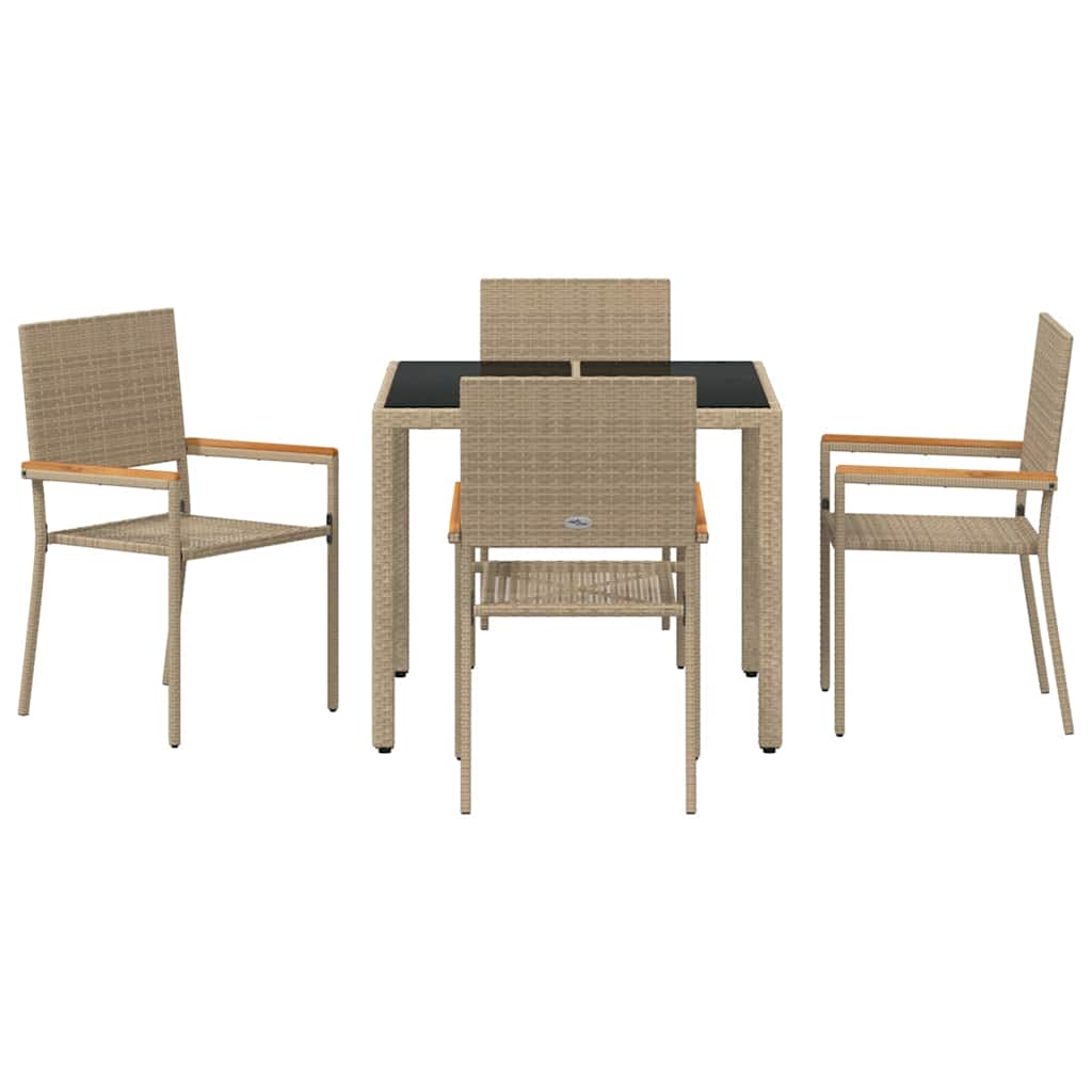Garden Dining Set 5 pcs Beige 90 x 90 x 75 cm Poly Rattan