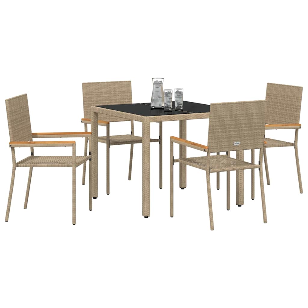 Garden Dining Set 5 pcs Beige 90 x 90 x 75 cm Poly Rattan
