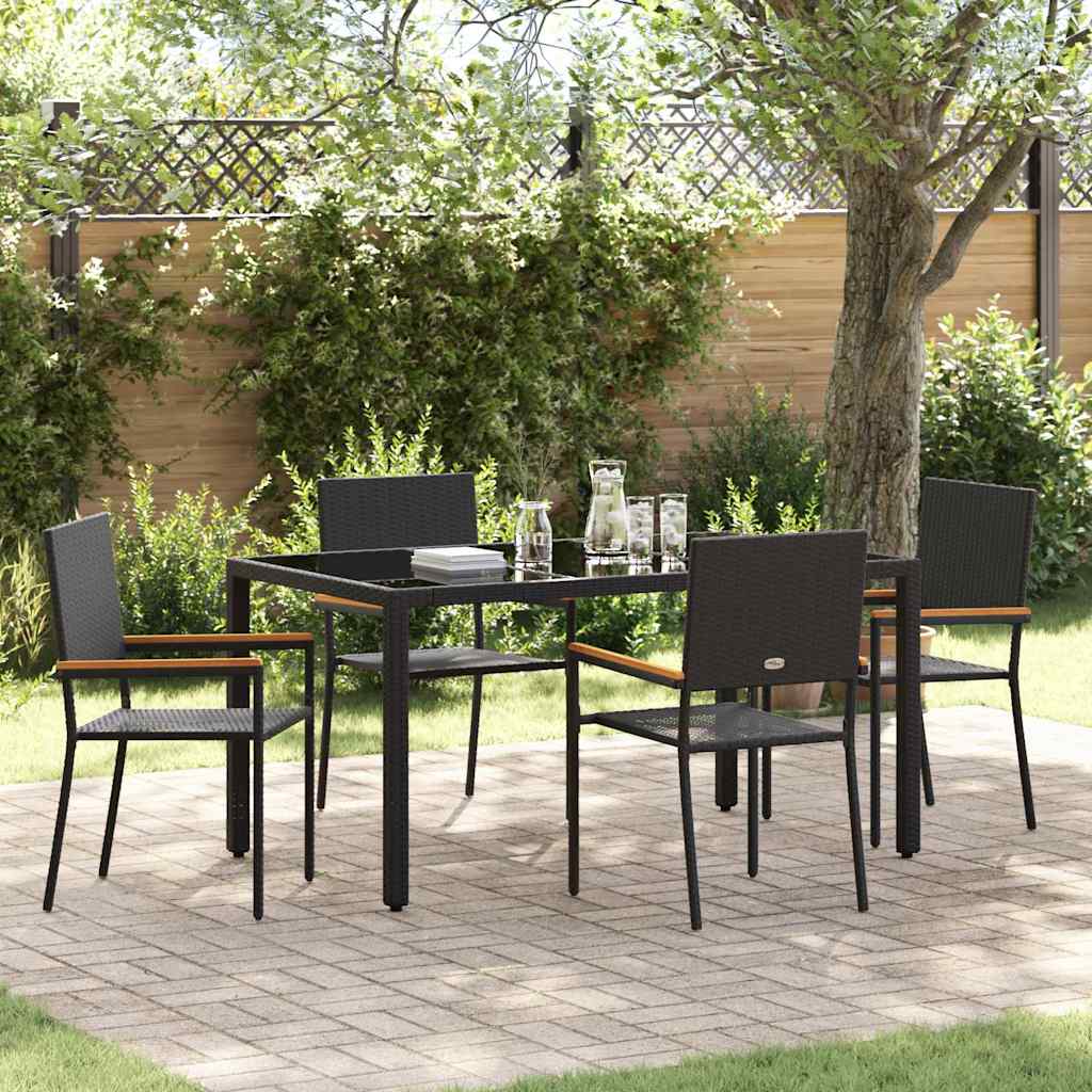 Garden Dining Set 5 pcs Black 150 x 90 x 75 cm Poly Rattan