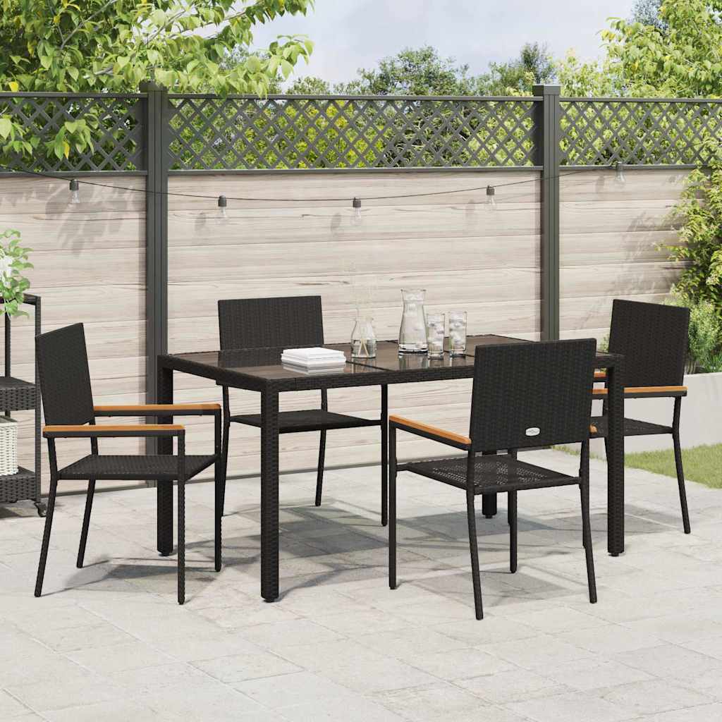 Garden Dining Set 5 pcs Black 150 x 90 x 75 cm Poly Rattan