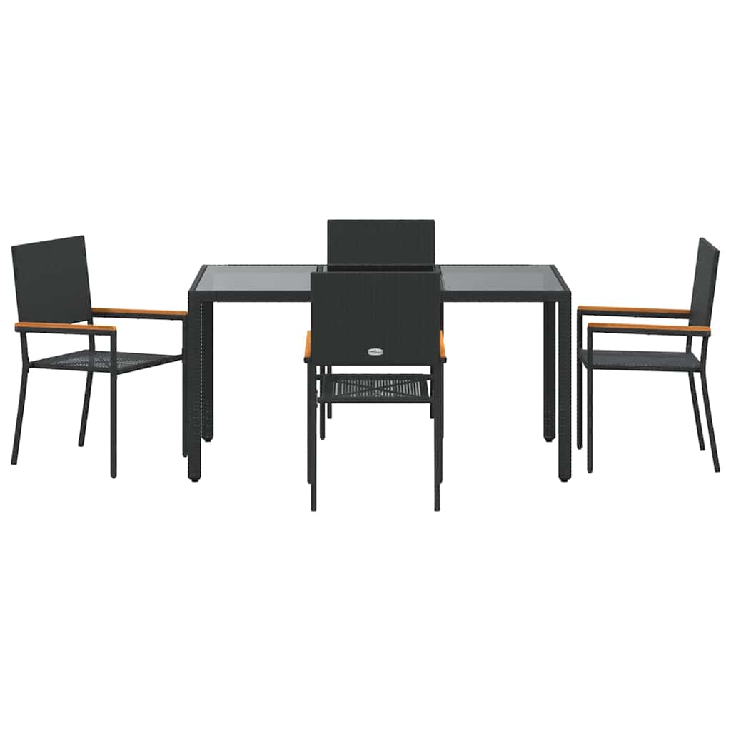 Garden Dining Set 5 pcs Black 150 x 90 x 75 cm Poly Rattan