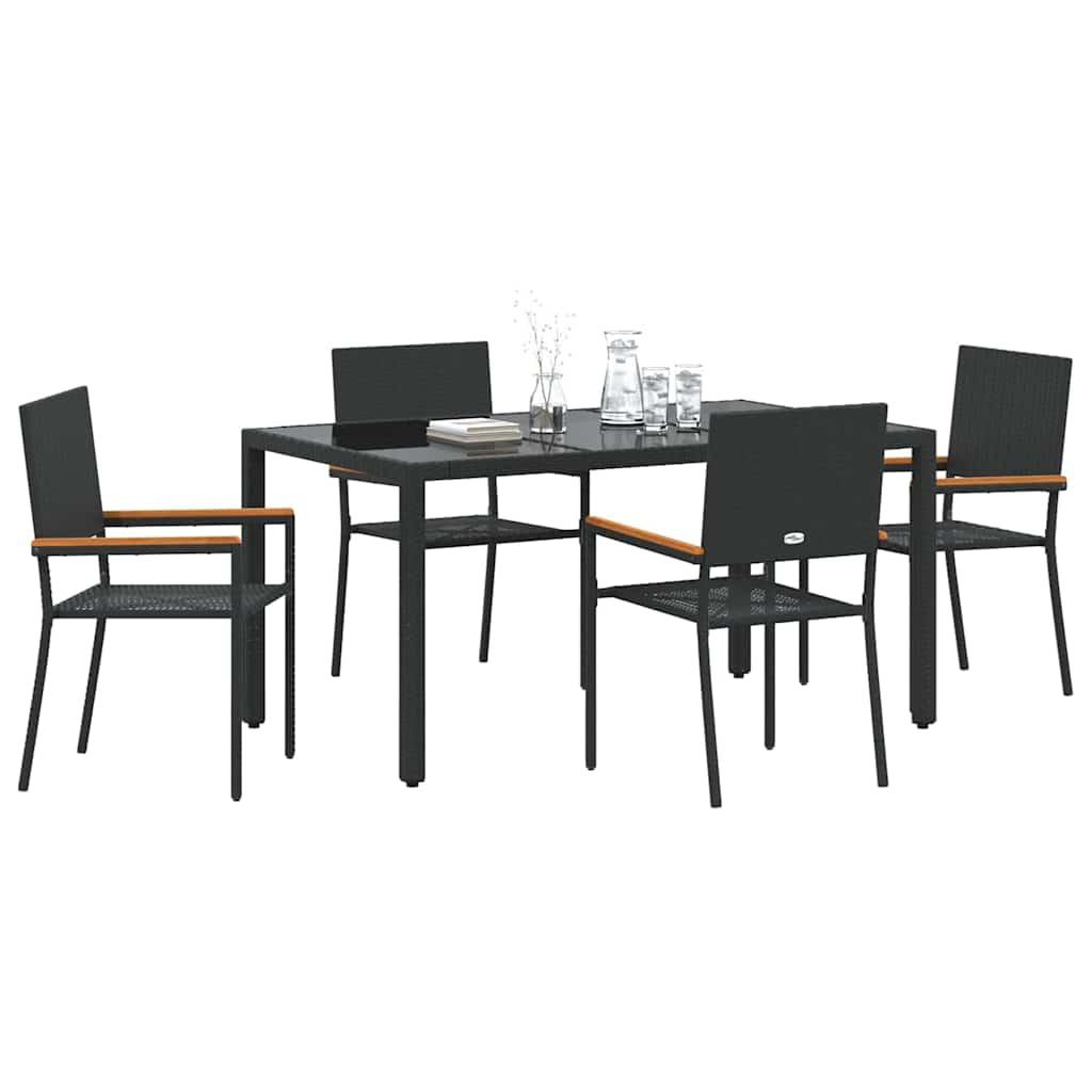 Garden Dining Set 5 pcs Black 150 x 90 x 75 cm Poly Rattan