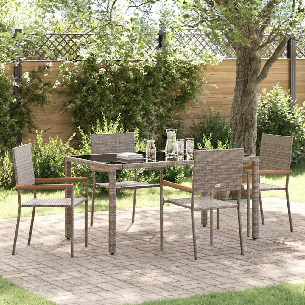 Garden Dining Set 5 pcs Grey 150 x 90 x 75 cm Poly Rattan