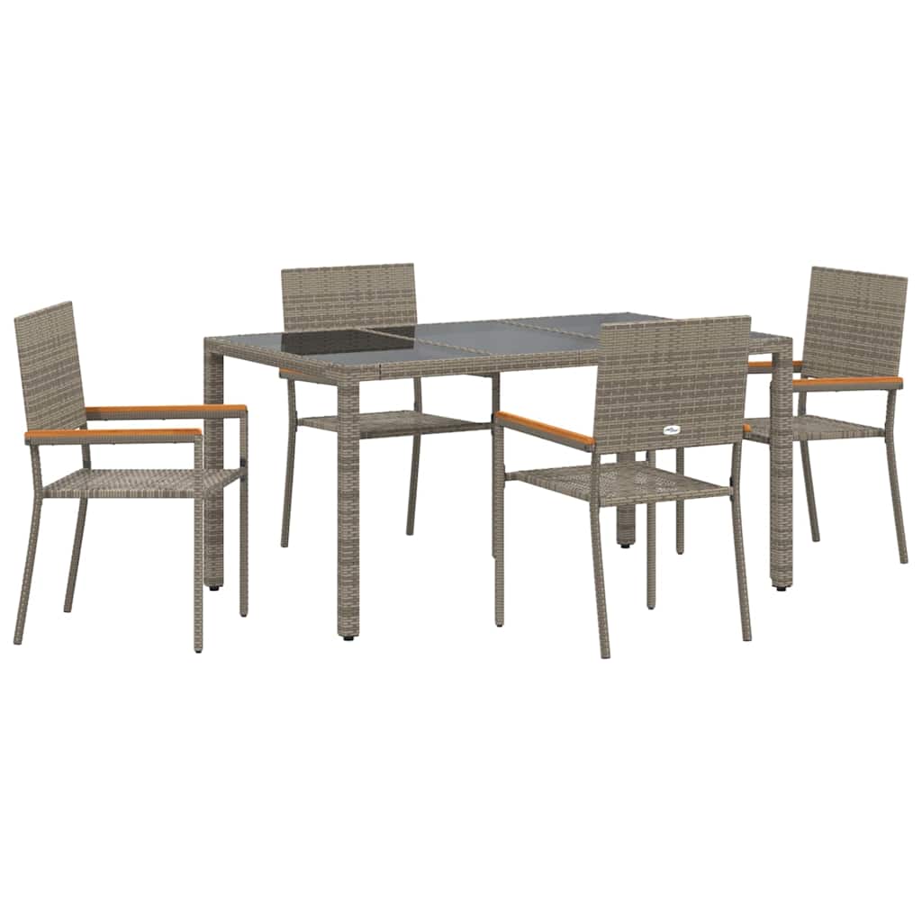 Garden Dining Set 5 pcs Grey 150 x 90 x 75 cm Poly Rattan