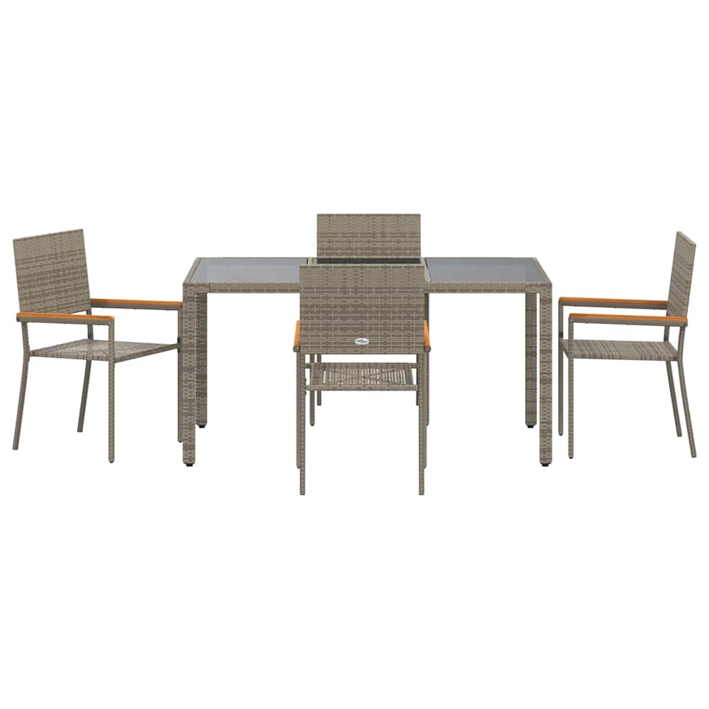 Garden Dining Set 5 pcs Grey 150 x 90 x 75 cm Poly Rattan