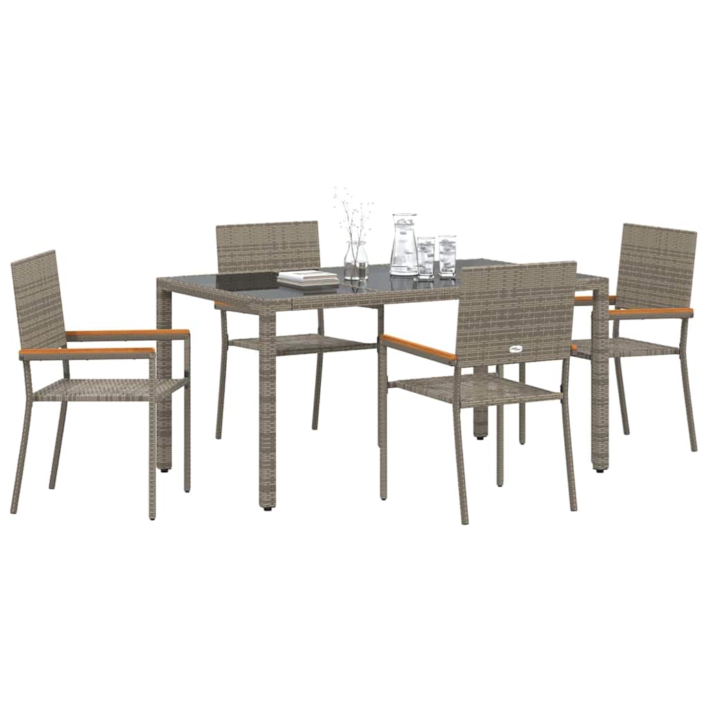 Garden Dining Set 5 pcs Grey 150 x 90 x 75 cm Poly Rattan